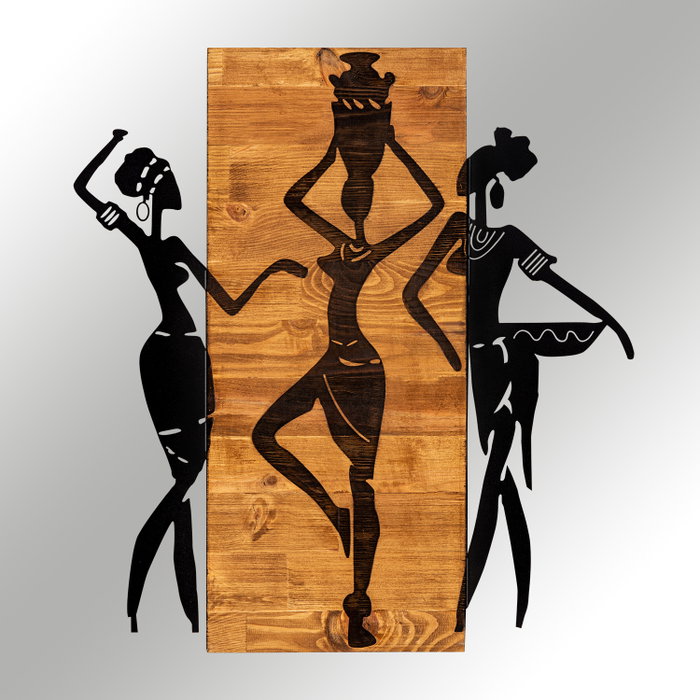 Wallity Afrikan Escultura de Pared Negro y Nogal Wallity Afrikan Escultura de Pared Negro y Nogal